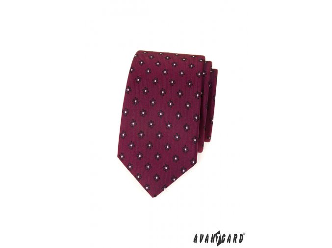 Bordó luxusní slim kravata se vzorem