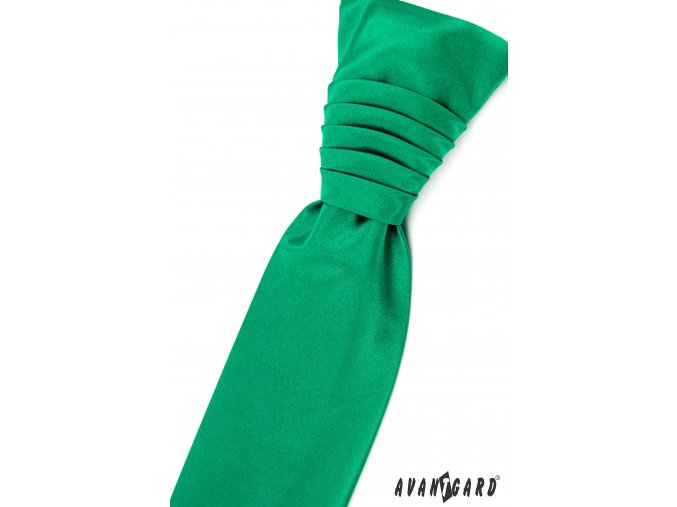 Smaragdová jemně lesklá jednobarevná pánská regata + kapesníček do saka