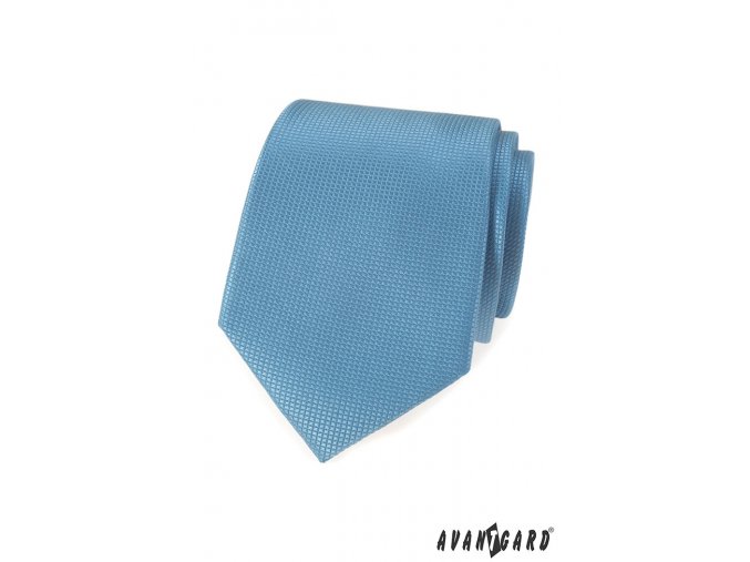 Světle modrá luxusní kravata s kostkovanou strukturou