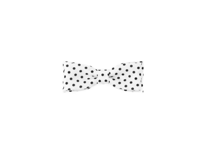 Bílý pánský motýlek s černými puntíky (10 cm)