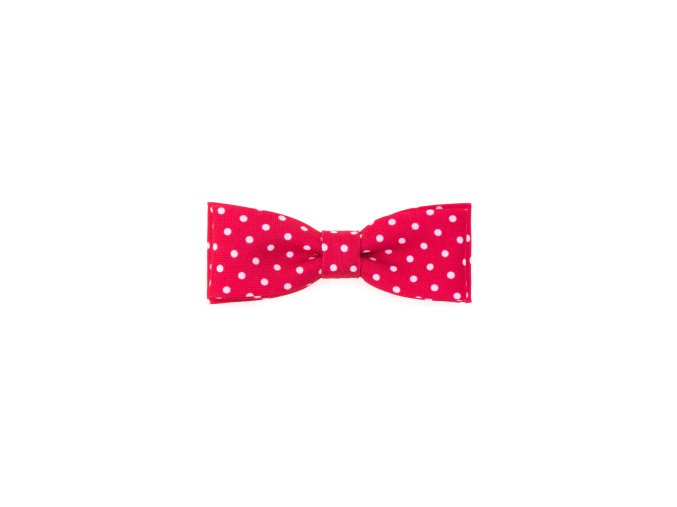 Červený pánský motýlek s bílými puntíky (10 cm)
