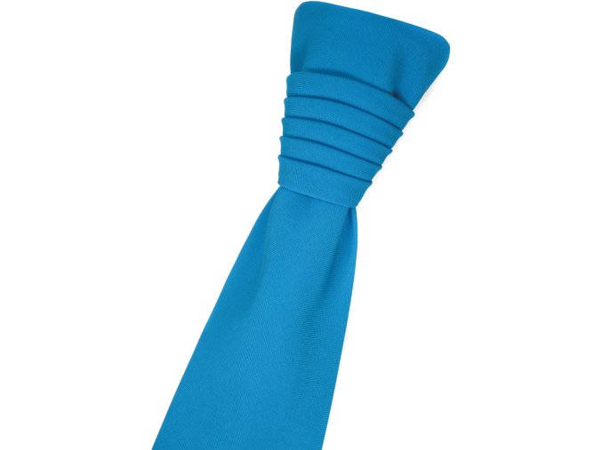 Sytě tyrkysová matná pánská regata + kapesníček do saka