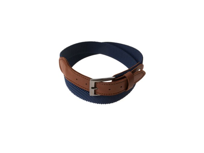 Pánský opasek 888-3163 Tmavě modrá, tmavě hnědá kůže (Velikost 90 cm, šířka 3 cm)