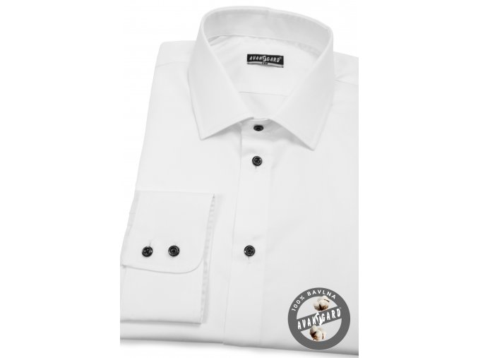 Bílá košile s tmavými knoflíčky, dl.rukáv, 509-0123
