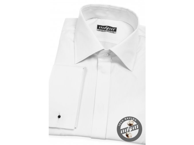 Bílá luxusní košile, dl. rukáv na manž. knoflíčky, 517-01