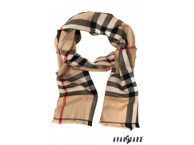 Béžová pánská šála s proužky ve stylu Burberry