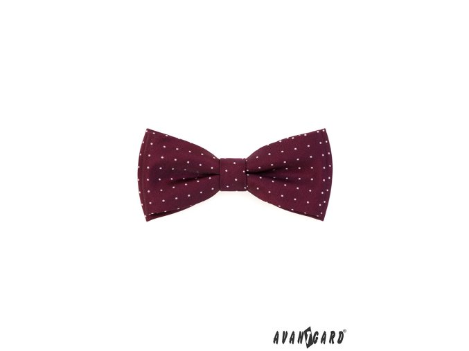 Bordó pánský motýlek s puntíky + kapesníček do saka