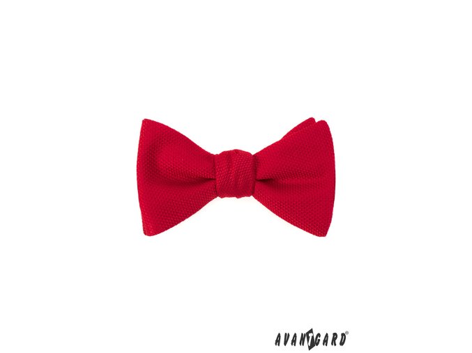 Červený pánský vázací motýlek s vroubkovanou strukturou + kapesníček do saka