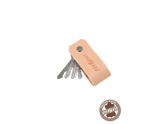 Světle béžová pánská kožená klíčenka