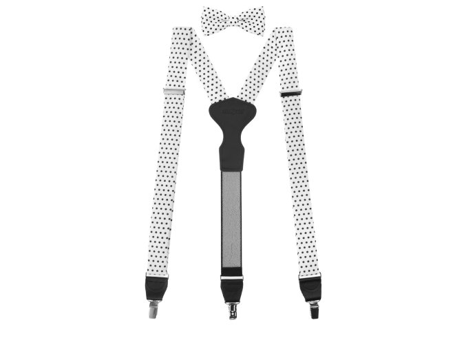 Bílá pánská sada s černými puntíky - černý střed