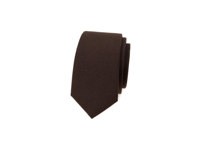 Tmavě hnědá matná luxusní slim kravata