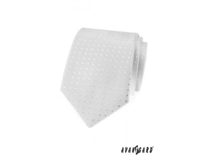 Stříbrná luxusní pánská kravata s lesklým vzorkem