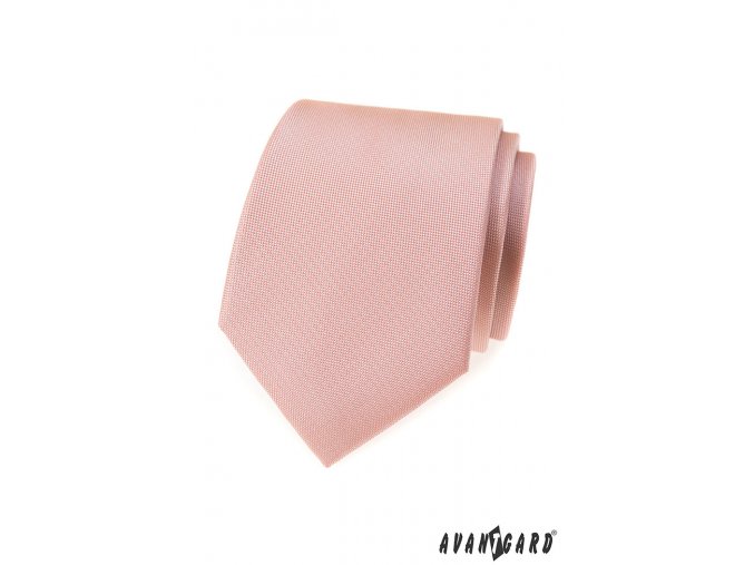 Pudrová luxusní pánská kravata s vroubkovanou strukturou