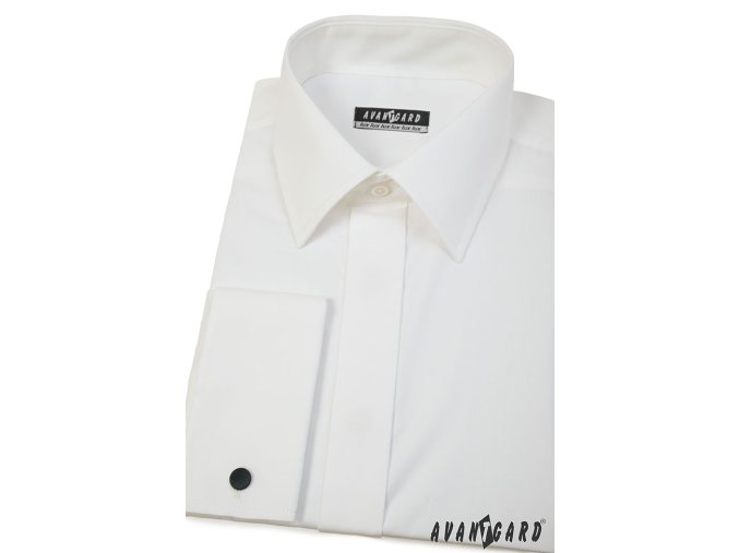 Smetanová pánská košile na manžetové knoflíčky, krytá léga, 516-224