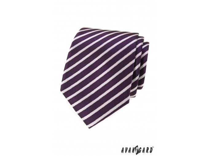 Fialová luxusní pánská kravata s pruhy