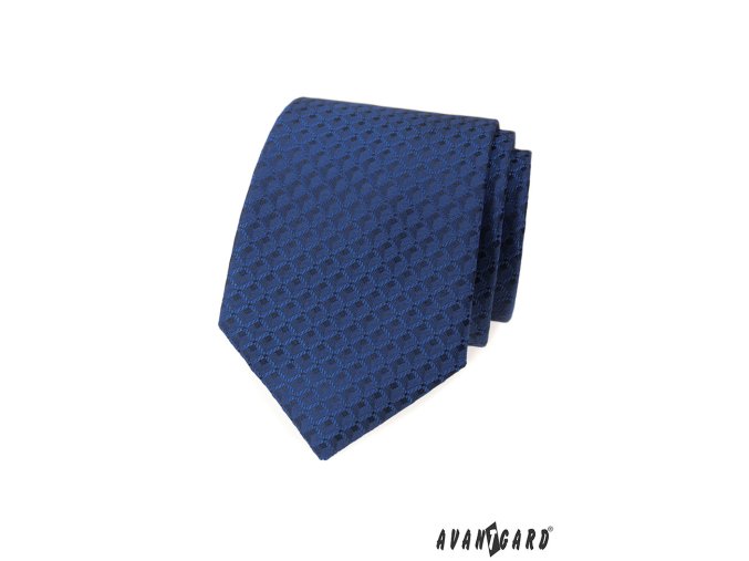 Tmavě modrá luxusní pánská kravata s trojrozměrným vzorem