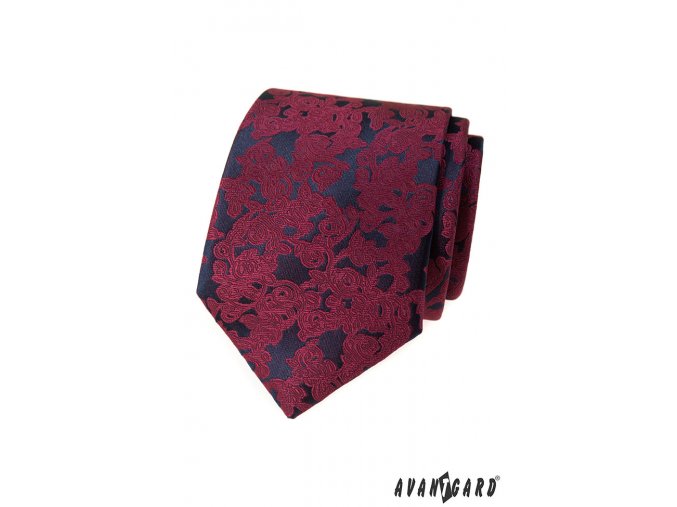 Vínová luxusní pánská kravata s tmavým podkladem