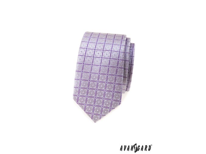 Lila luxusní pánská kravata s mřížkou