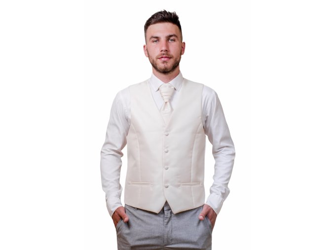 Set vesta, regata a kapesníček 552-55016 Smetanová (Velikost 56)