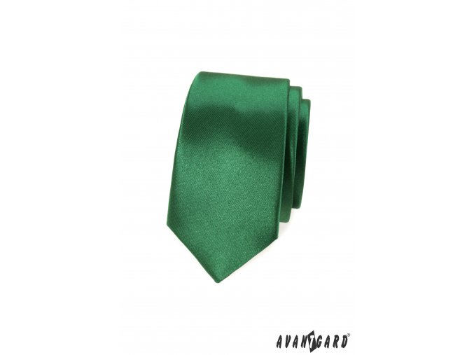 Zelená lesklá luxusní pánská slim kravata