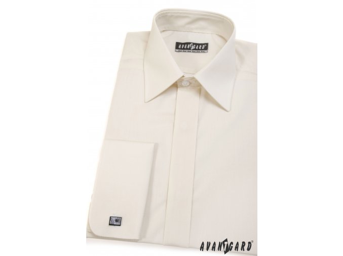 Pánská smetanová košile, krytá léga, na manžetové knoflíčky KLASIK 670-2