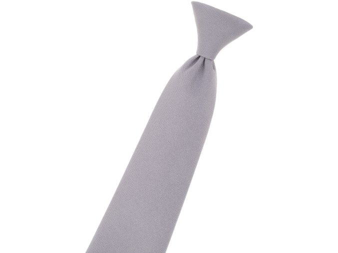 Světle šedá matná dětská kravata na gumičku (31 cm)