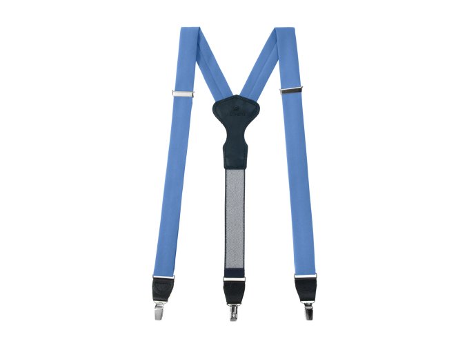 Světle modré látkové pánské kšandy s tmavě modrým středem + dárková krabička