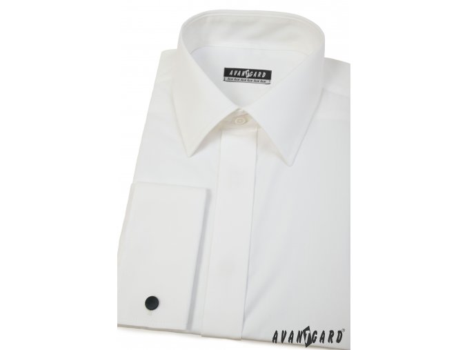 Smetanová pánská košile s krytou légou, dlouhý rukáv na manž. knoflíčky, 516-224
