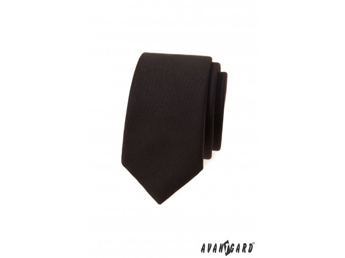Velmi tmavě hnědá luxusní pánská slim kravata