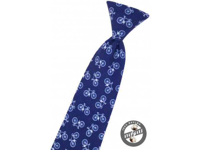 Tmavě modrá dětská kravata na gumičku s koly (44 cm)