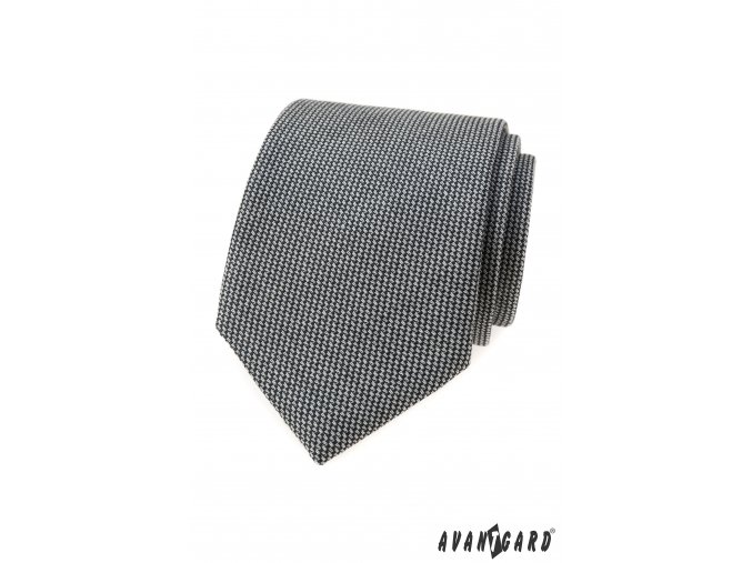 Šedá luxusní pánská kravata se vzorkem + kapesníček do saka