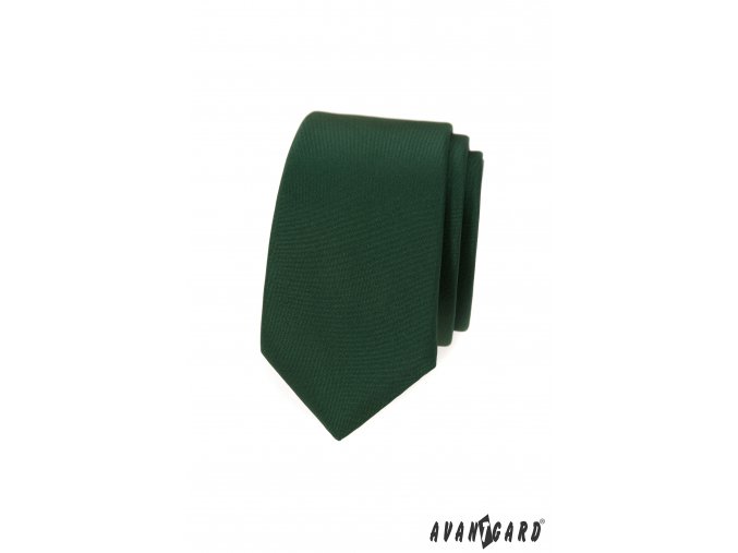 Tmavě zelená matnější luxusní pánská slim kravata