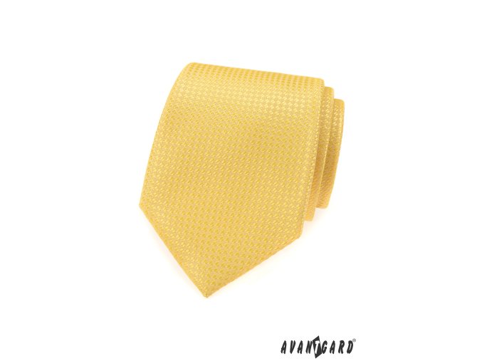 Žlutá luxusní pánská kravata se vzorem stejné barvy