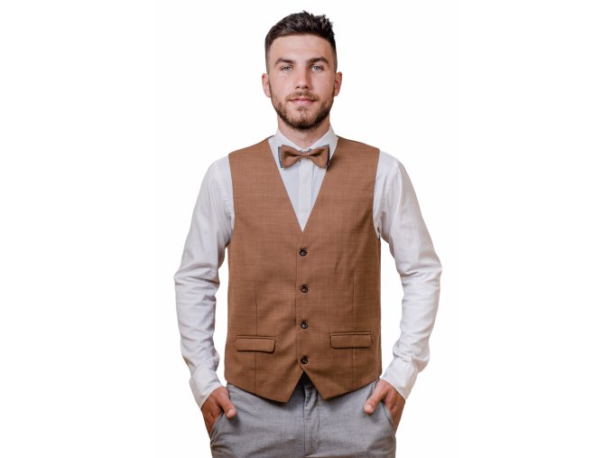 Set vesta a motýlek 662-55127 Hnědá/skořicová (Velikost 52)