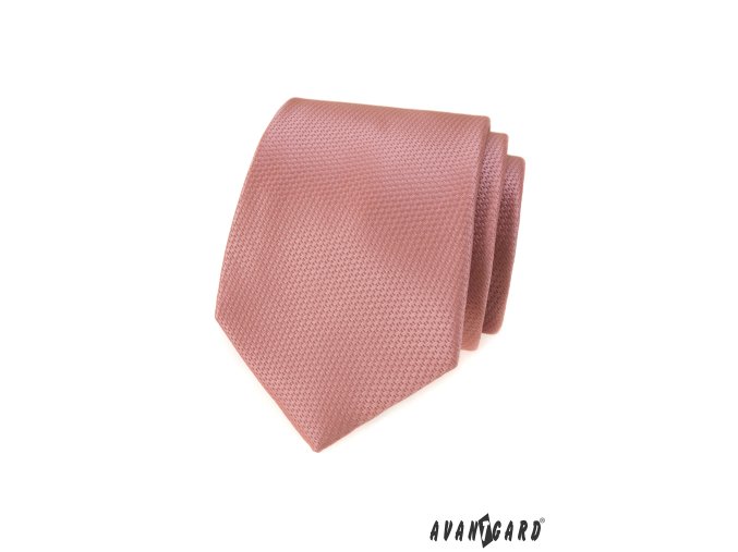 Pudrová jemně lesklá luxusní pánská kravata s vroubkovanou strukturou