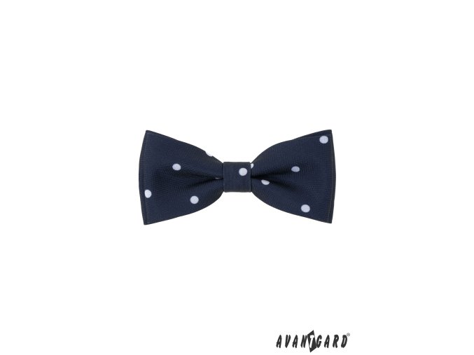 Tmavě modrý pánský motýlek s bílými puntíky + kapesníček do saka