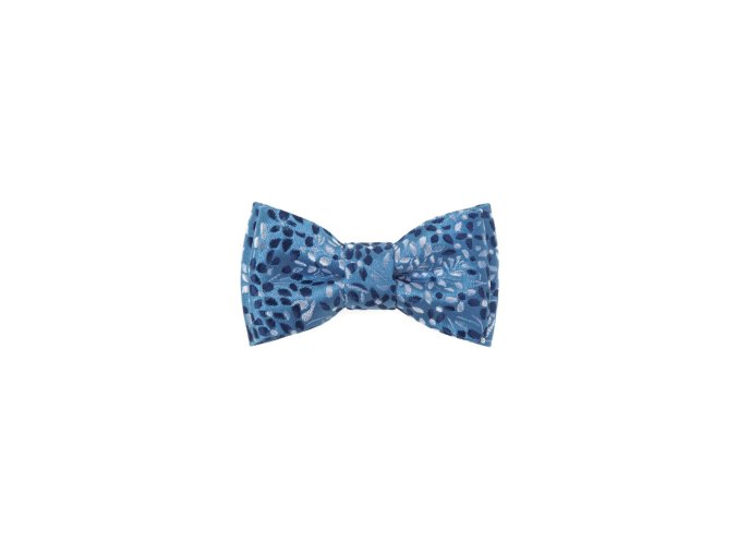 Světle modrý dětský motýlek s květovaným vzorem