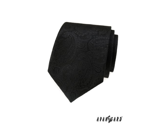 Černá luxusní pánská kravata s velmi nenápadným vzorem