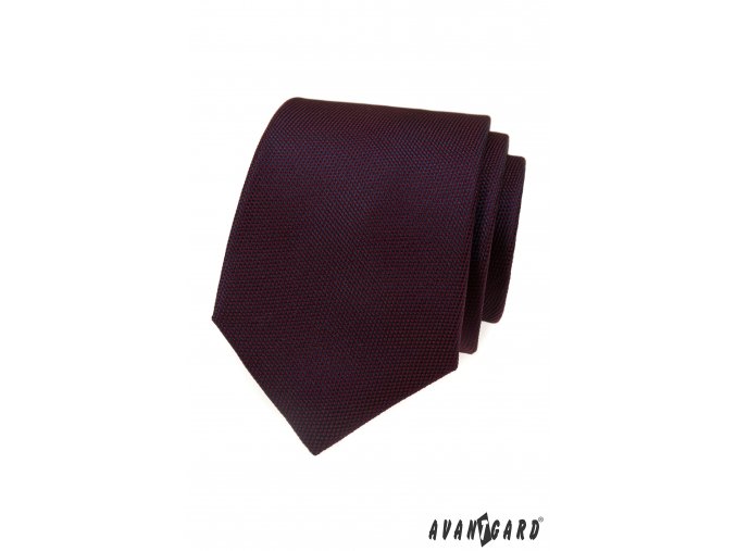 Tmavě vínová luxusní pánská kravata s vroubkovanou strukturou
