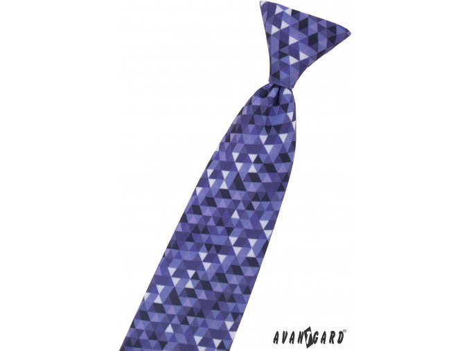 Fialová dětská kravata na gumičku s mozaikovým vzorem (31 cm)