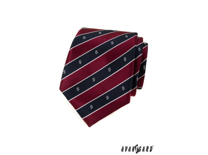 Vínová luxusní pánská kravata s proužky a s jemným vzorem