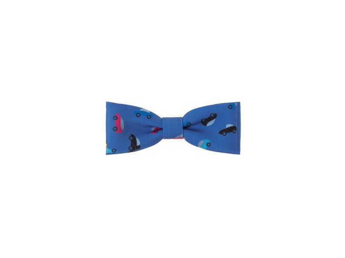 Zářivě modrý pánský motýlek s barevnými auty (10 cm)