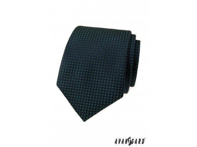Velmi tmavě modrá luxusní pánská kravata se zeleným vzorkem