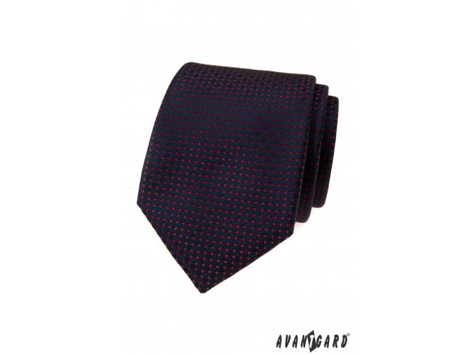 Tmavě modrá luxusní pánská kravata s červeným vzorkem