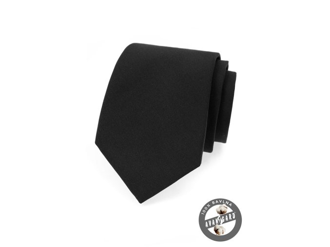 Černá luxusní bavlněná jednobarevná kravata _