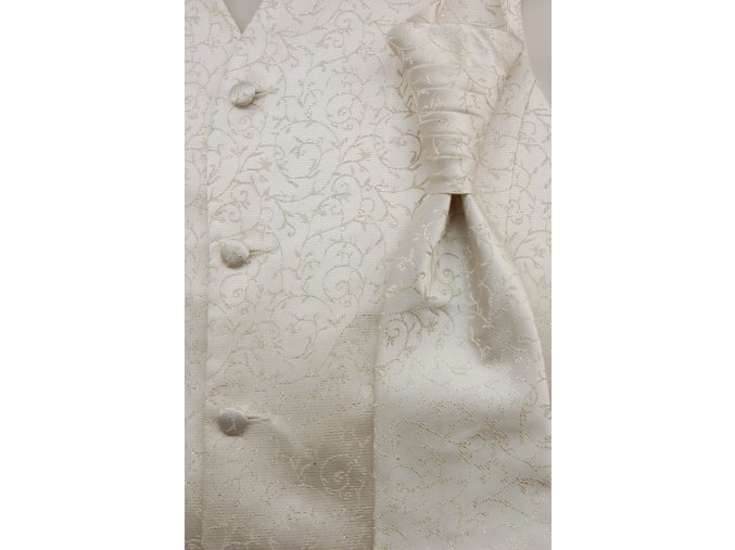 Set chlapecká vesta, regata premium a kapesníček 584-9348 Smetanová (Velikost 116)