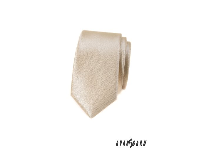 Ivory lesklá luxusní pánská slim kravata