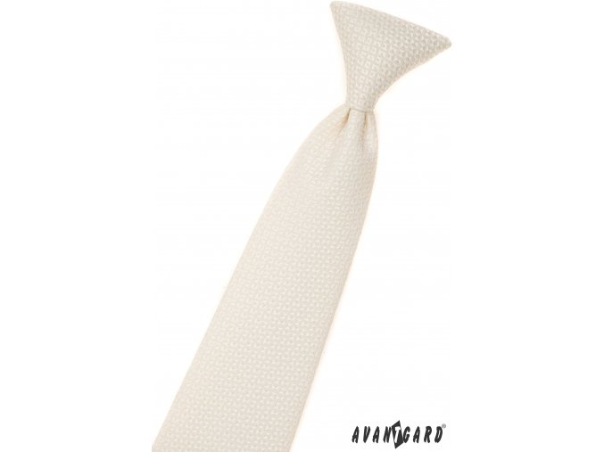 Smetanová dětská kravata na gumičku se vzorovanou strukturou (44 cm)
