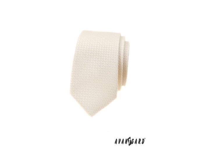Smetanová luxusní pánská slim kravata se vzorem