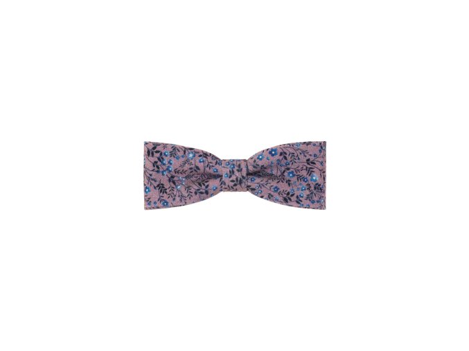 Pudrový bavlněný pánský motýlek s květinami (10 cm)